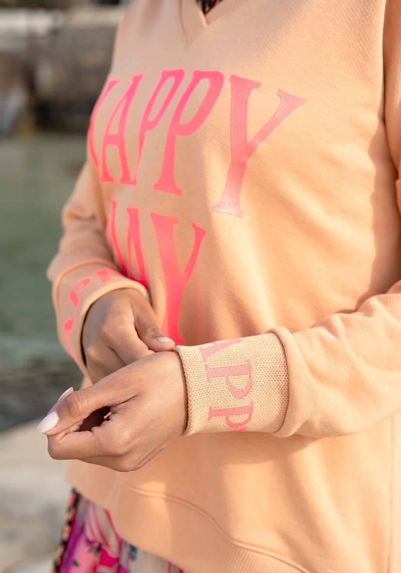 Miss Goodlife V-Neck Happy Day – puder Verkauf