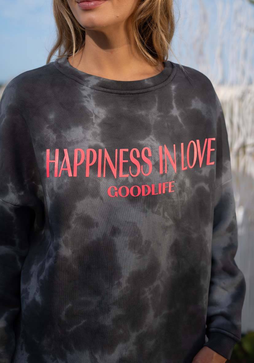 Miss Goodlife Roundneck Roundneck Happiness Love – Batik anthracite Angebote
