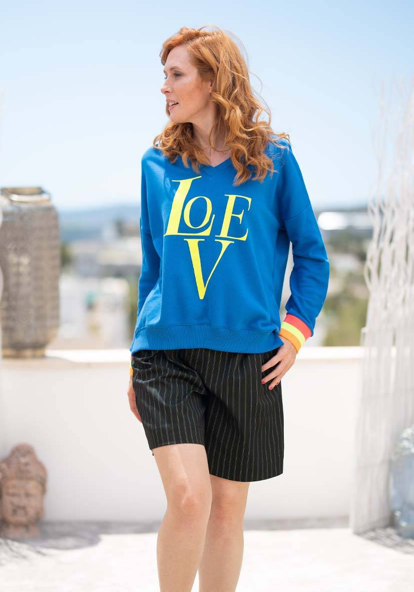 Miss Goodlife V-Neck Love – blue Schlussverkauf