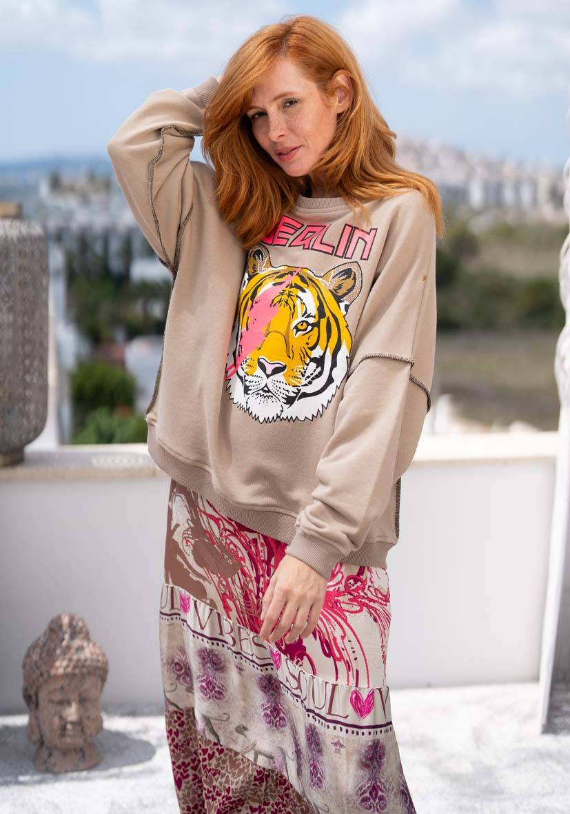 Miss Goodlife Roundneck Berlin Tiger – sand Kostenloser Versand