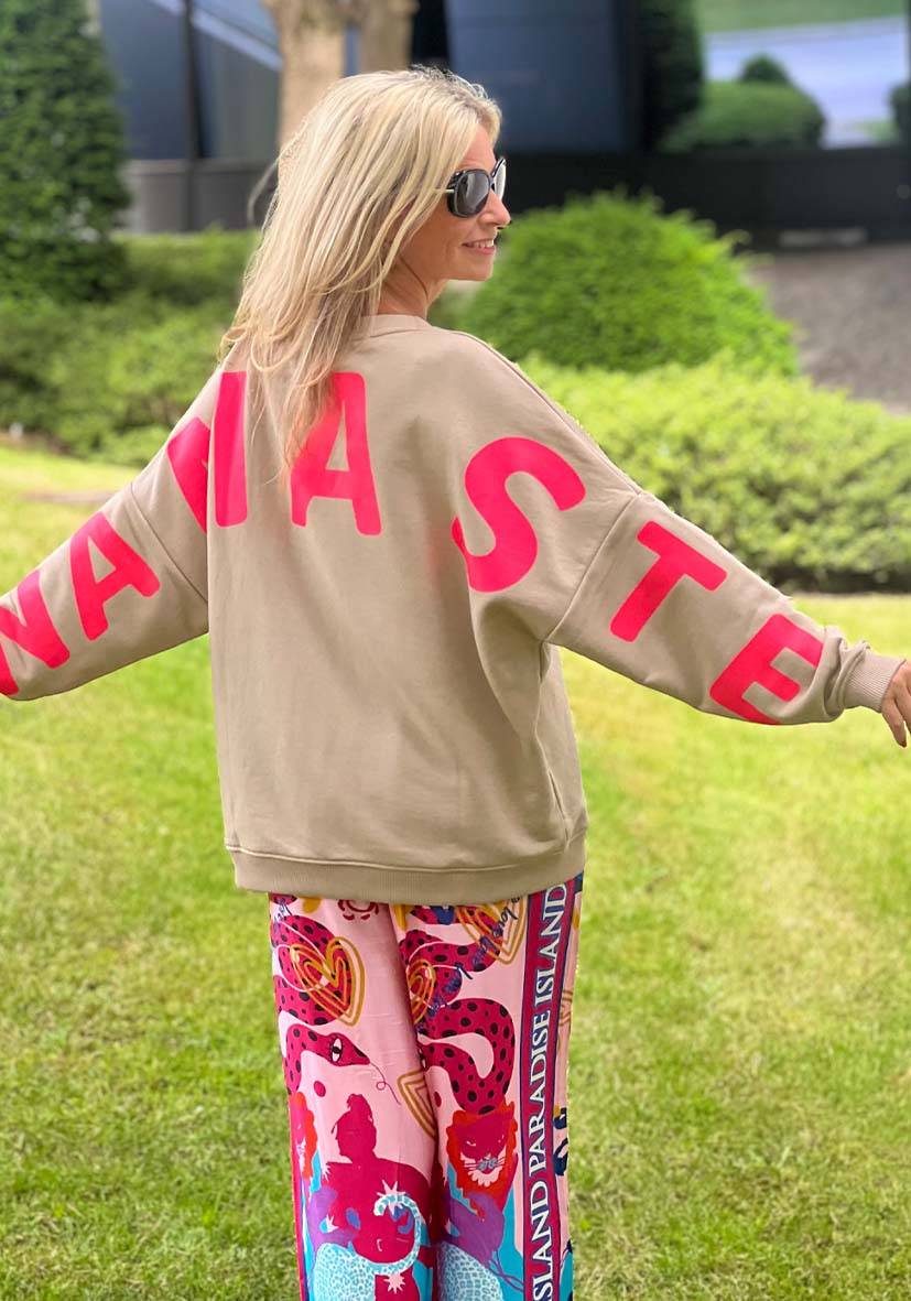 Miss Goodlife Roundneck Double Namasté Strass – sand Großer Ausverkauf
