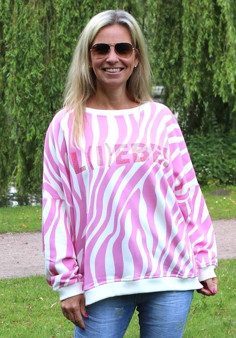 Miss Goodlife Roundneck L(i)ebe Zebra Strass – rose Saisonschlussverkauf