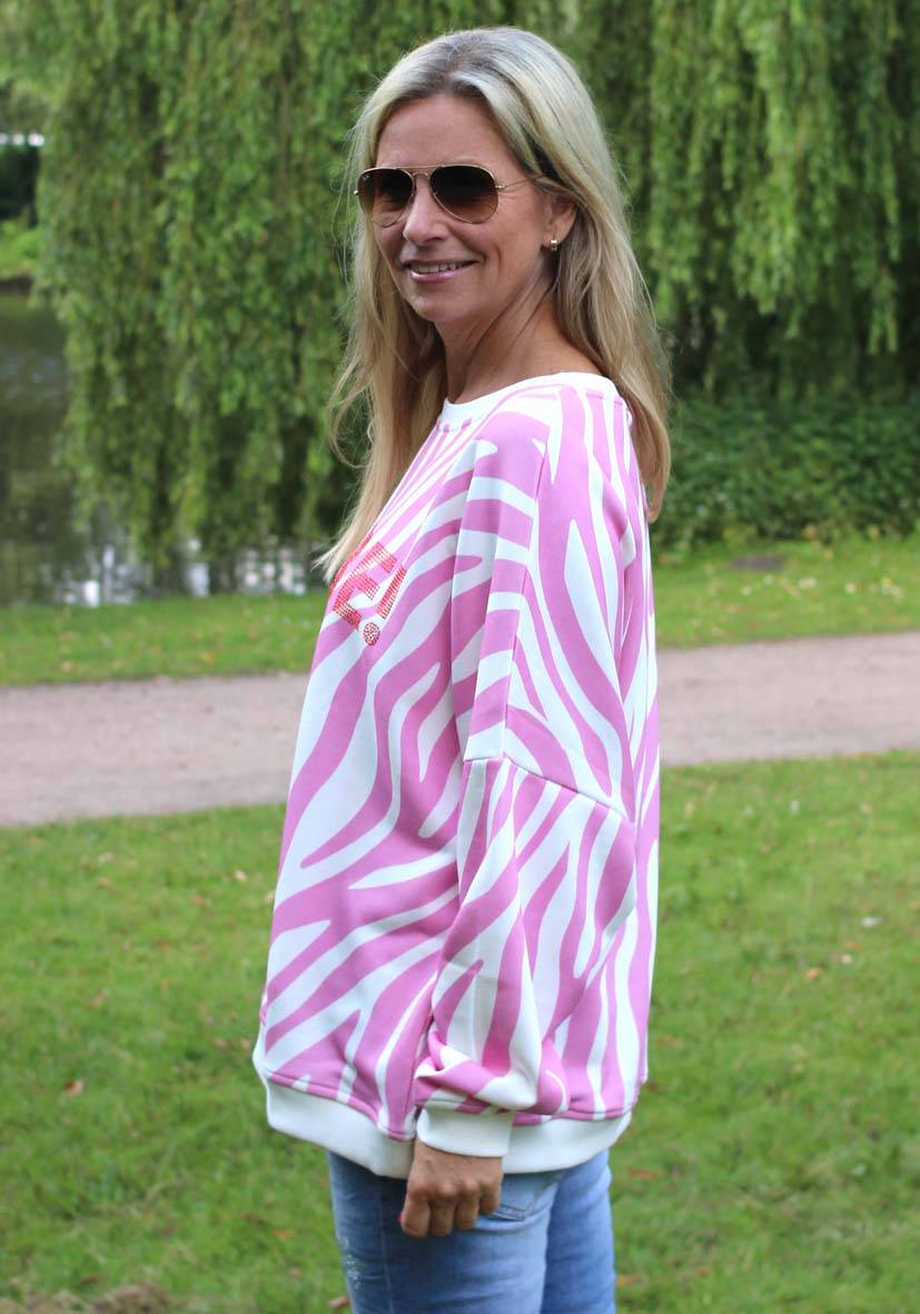 Miss Goodlife Roundneck L(i)ebe Zebra Strass – rose Saisonschlussverkauf