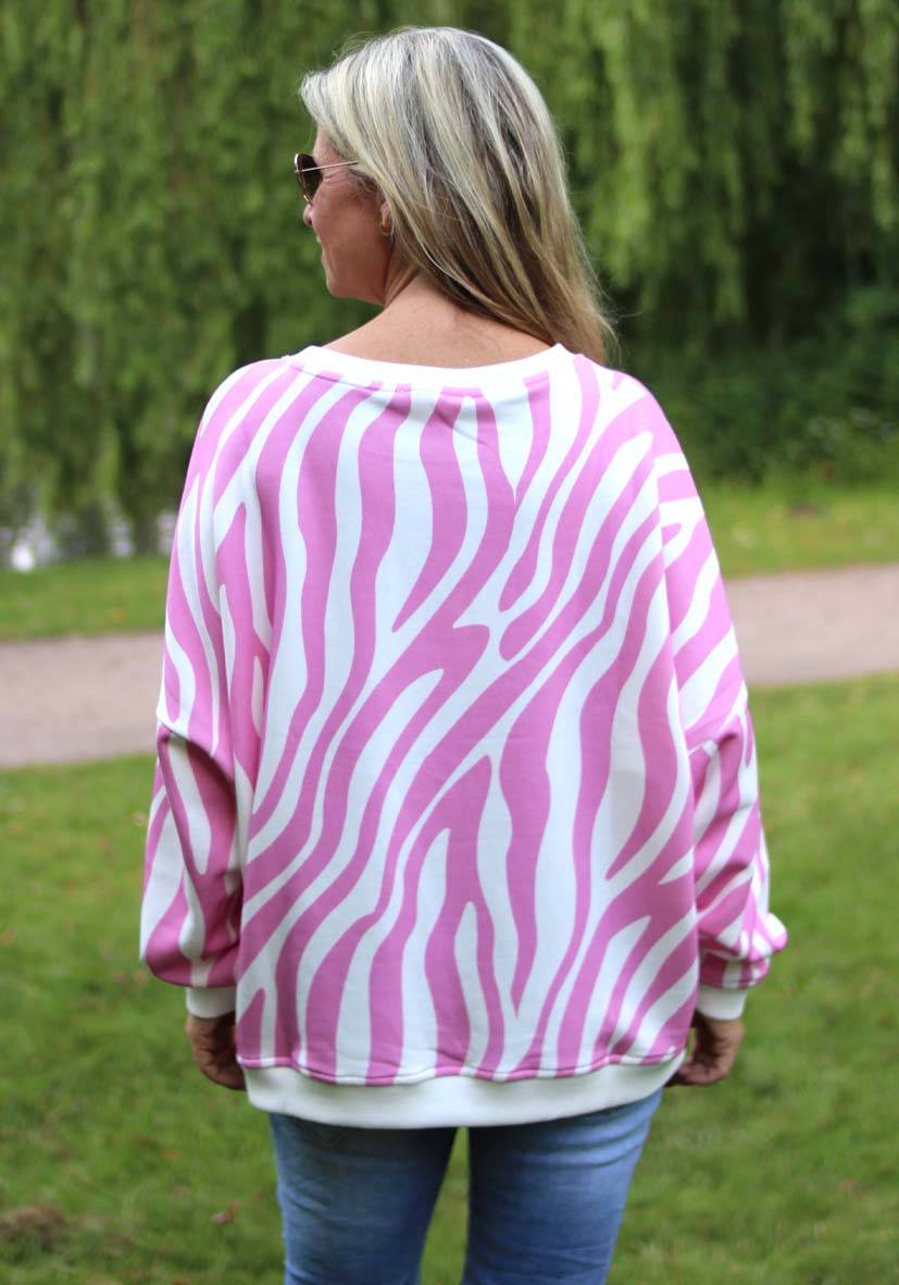 Miss Goodlife Roundneck L(i)ebe Zebra Strass – rose Saisonschlussverkauf