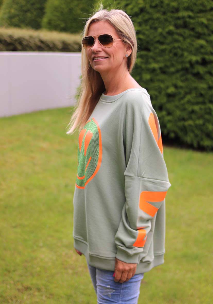 Miss Goodlife Roundneck Famous Heartface Strass – almond Heißer Verkauf