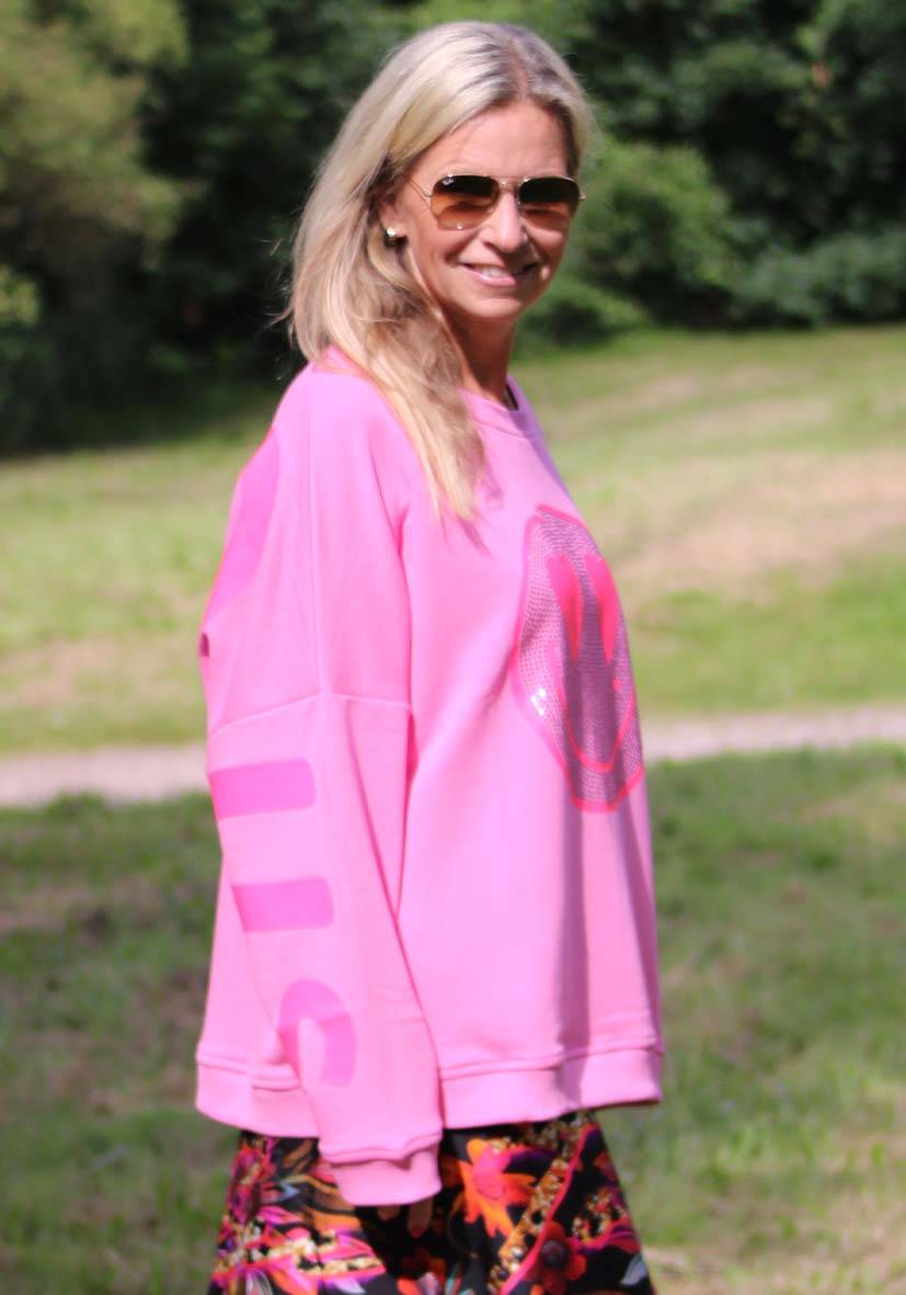 Miss Goodlife Roundneck Famous Heartface Strass – rose Neueste Mode
