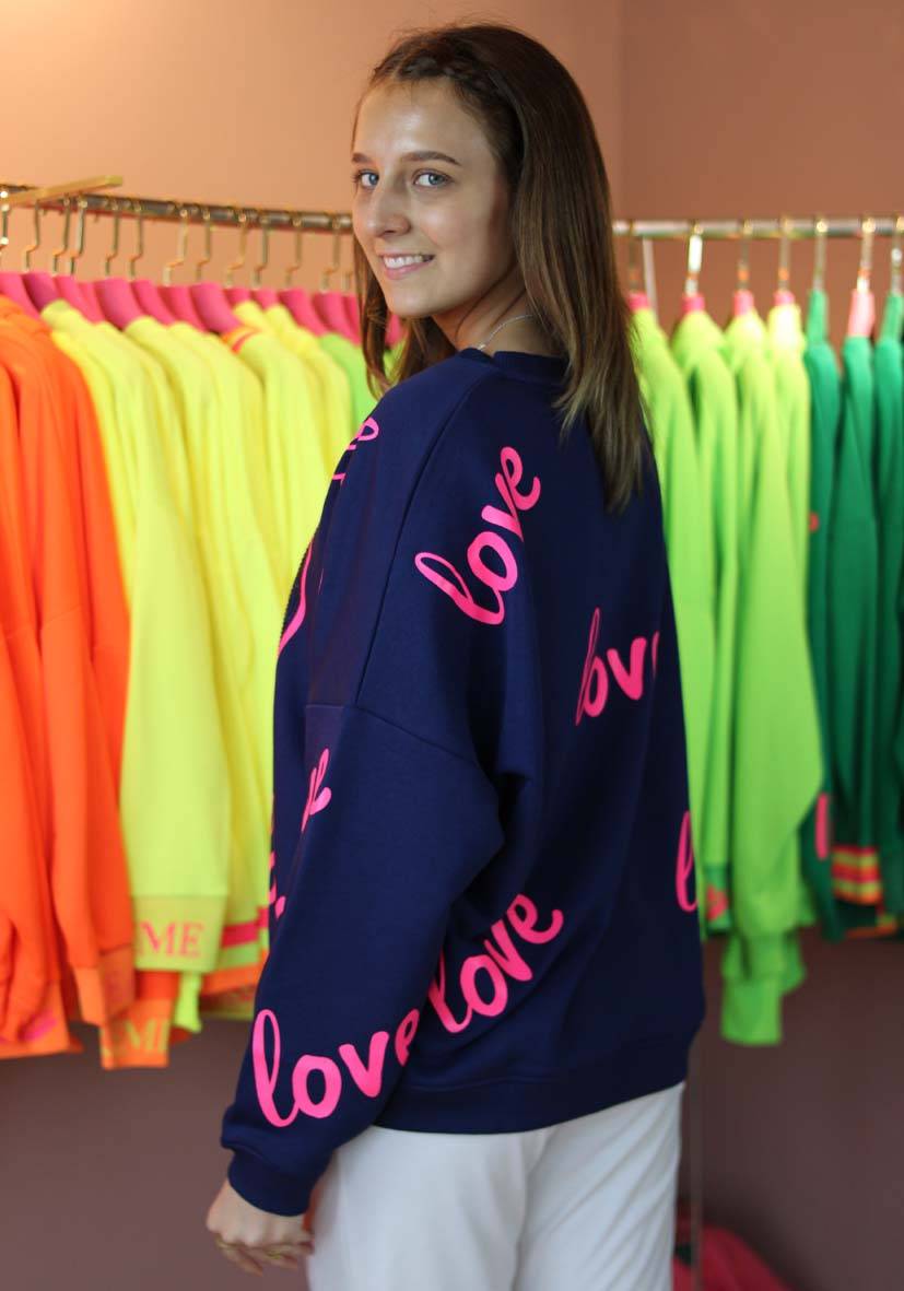 Miss Goodlife Roundneck Love Heartface Strass – darkblue Exklusive Angebote