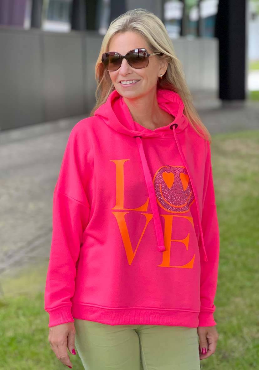 Miss Goodlife Hoodie Love Heartface – neonpink/neonorange Neuheiten