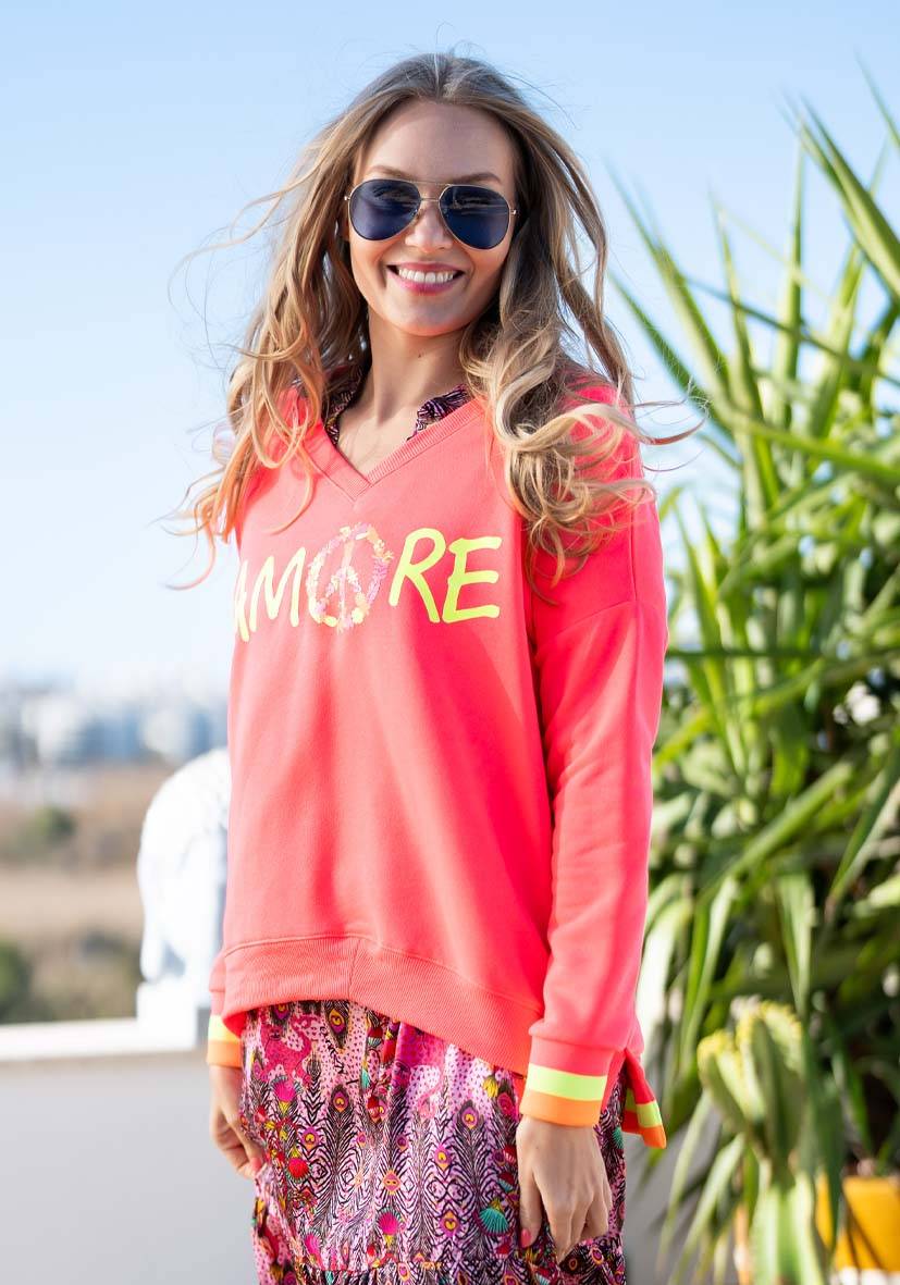 Miss Goodlife V-Neck Amore Peace – neonpink/neonyellow Bis zu 50% Rabatt