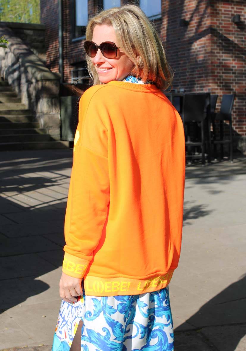 Miss Goodlife V-Neck L(i)ebe Glitter – neonorange Bis zu 65% Rabatt