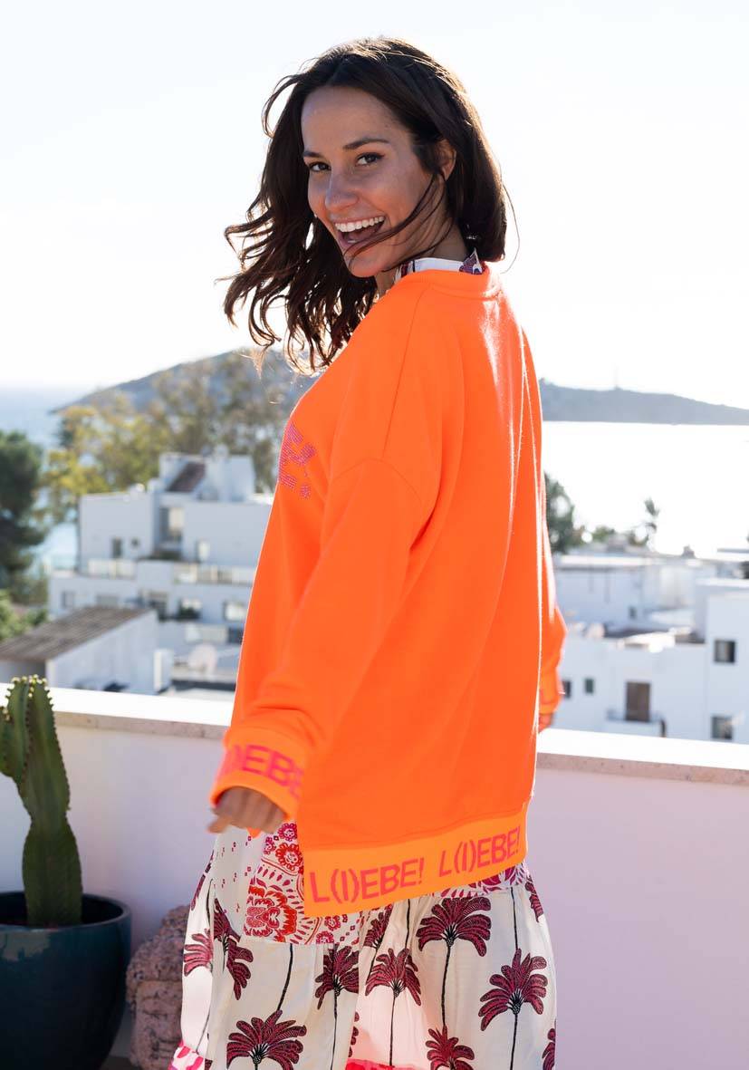 Miss Goodlife V-Neck L(i)ebe Strass – neonorange Discount Store für neue Produkte