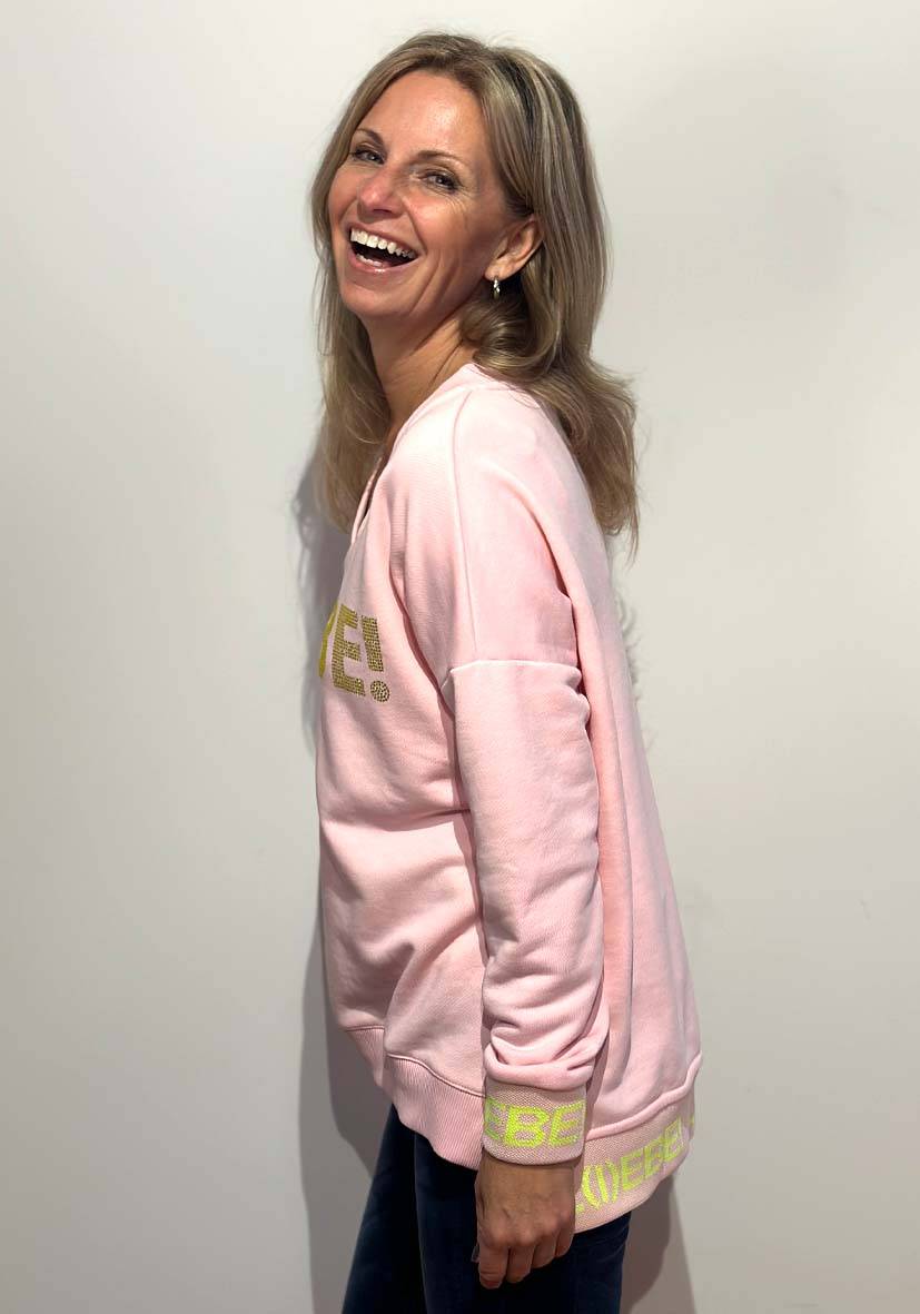 Miss Goodlife V-Neck L(i)ebe Strass – rose/neonyellow Riesige Rabatte