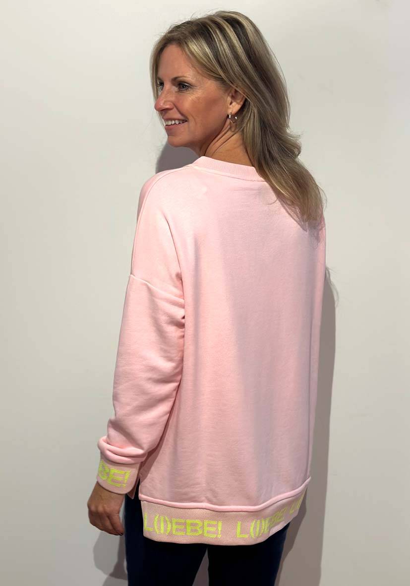 Miss Goodlife V-Neck L(i)ebe Strass – rose/neonyellow Riesige Rabatte