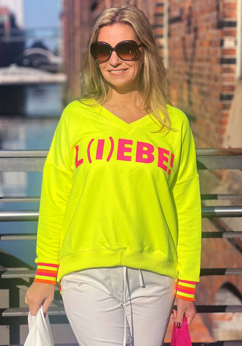 Miss Goodlife V-Neck Liebe – neonyellow 50% Rabatt mit kostenlosem Versand
