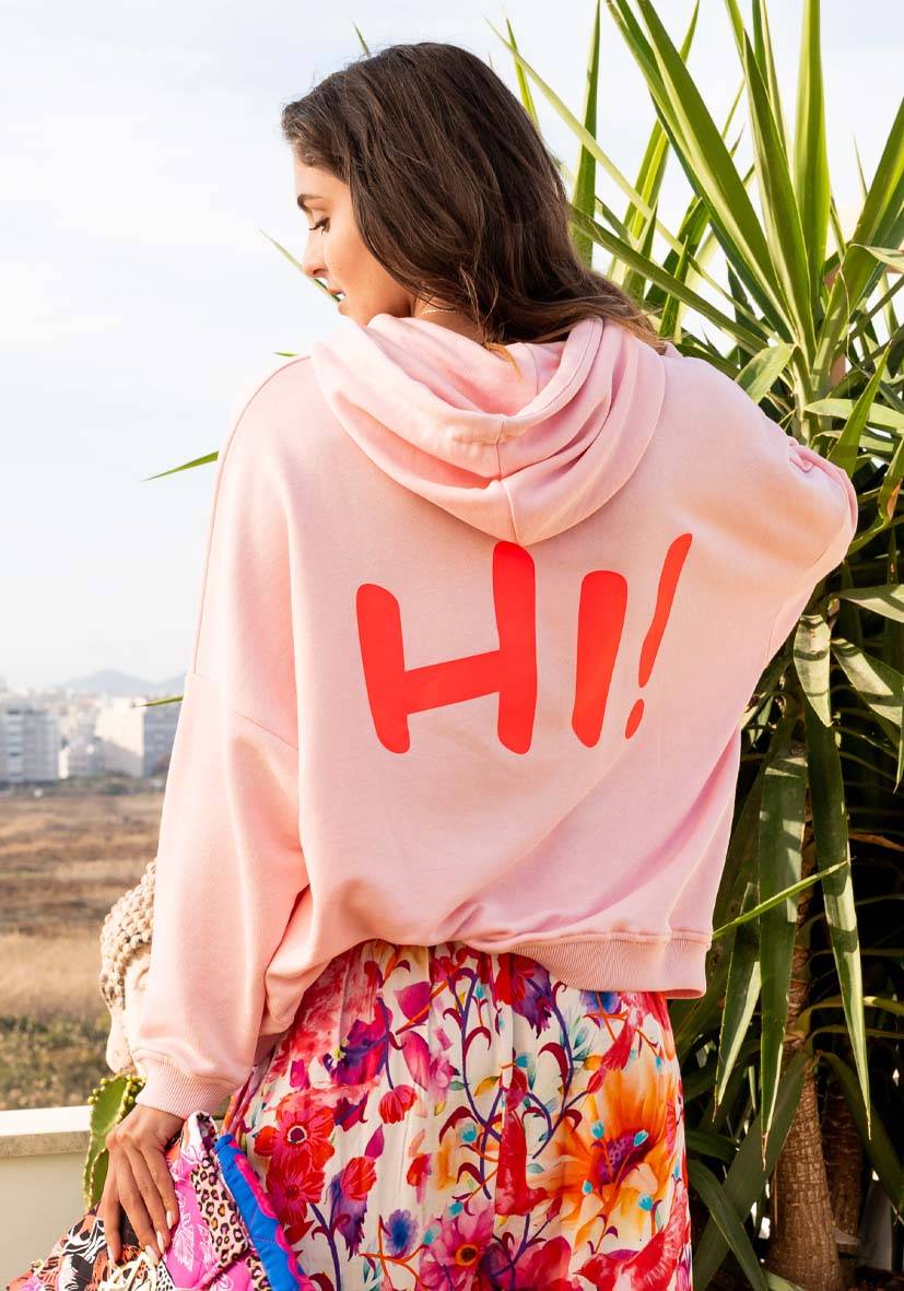 Miss Goodlife Hoodie Hi! Hi! – rose/neonpink zollfrei