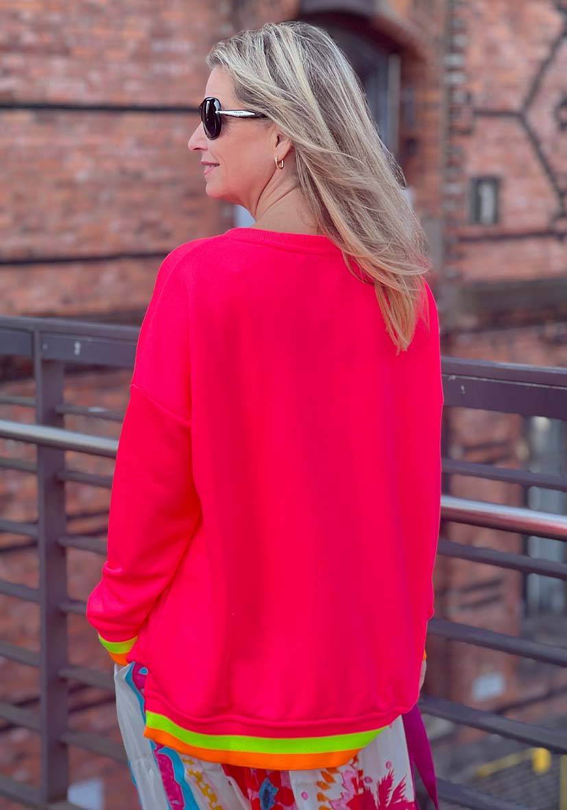 Miss Goodlife V-Neck Champagne Love Strass – neonpink/neonyellow Schlussverkauf