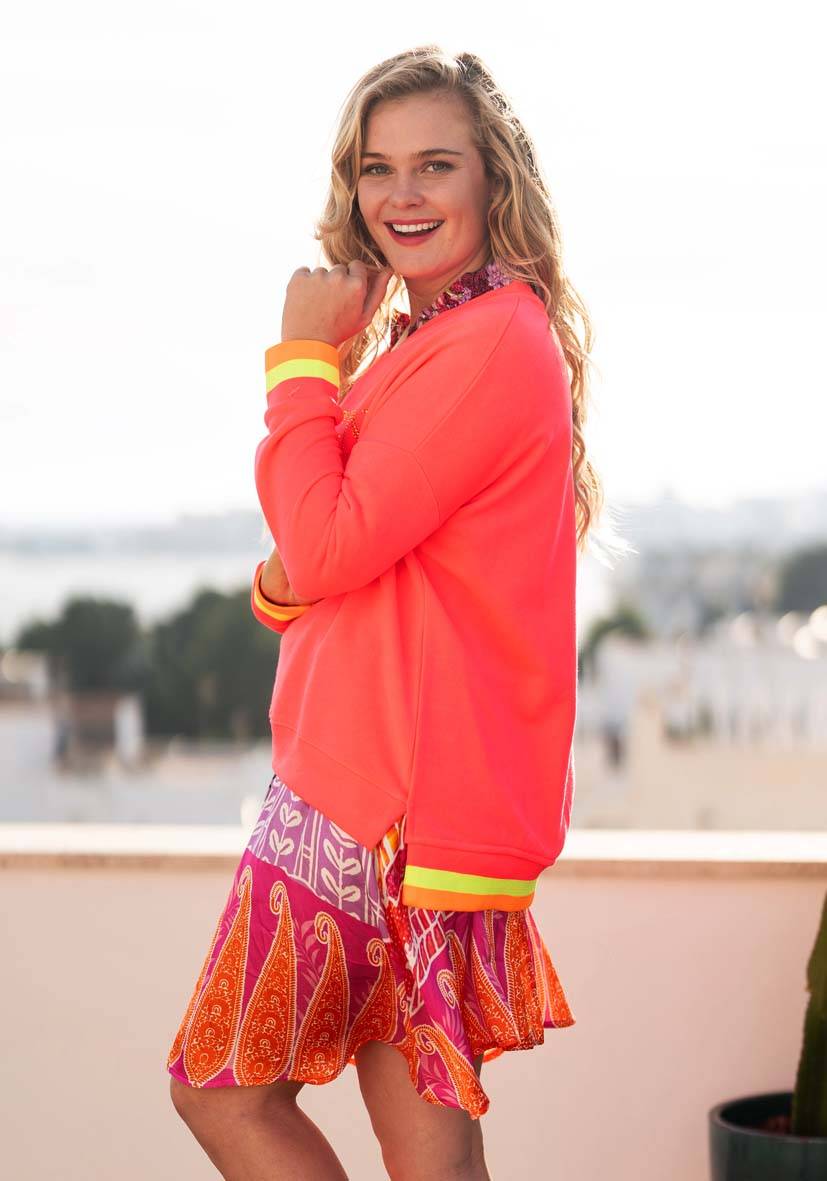 Miss Goodlife V-Neck Champagne Ibiza – neonpink/neonyellow Kostenloser Versand
