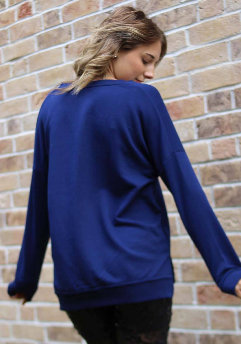 Miss Goodlife V-Neck Heaven Strass – darkblue/neonpink Rabatt