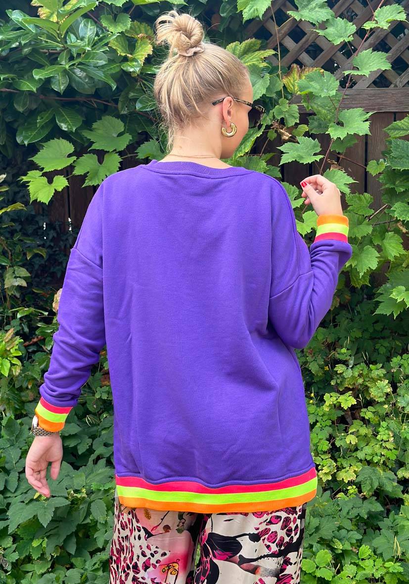 Miss Goodlife V-Neck L(i)ebe Frottee – lilac/neonyellow Günstig kaufen