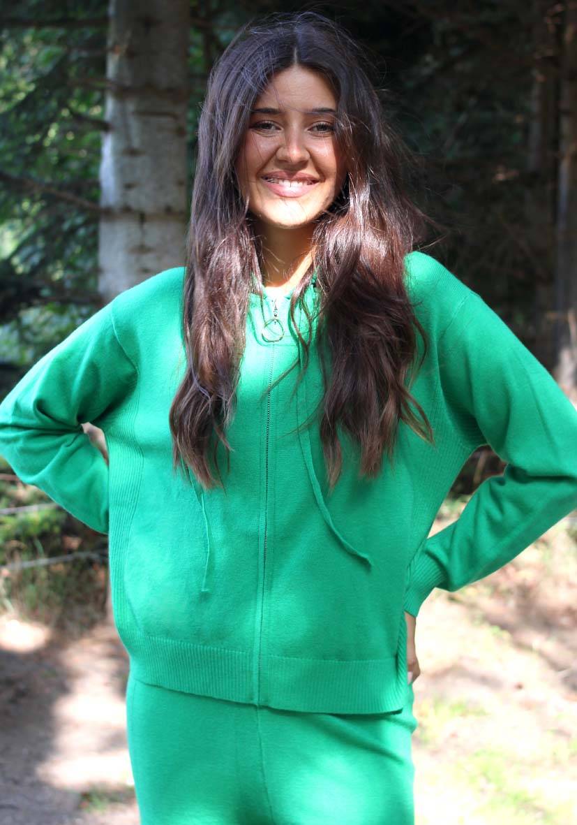 Miss Goodlife Cardigan Knitted Zipper – green Preisnachlass