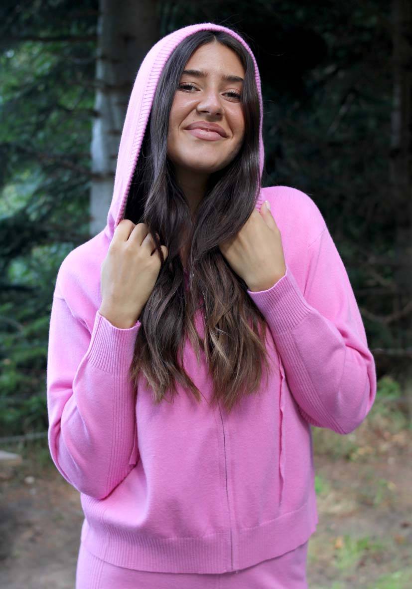Miss Goodlife Cardigan Knitted Zipper – pink Black Friday