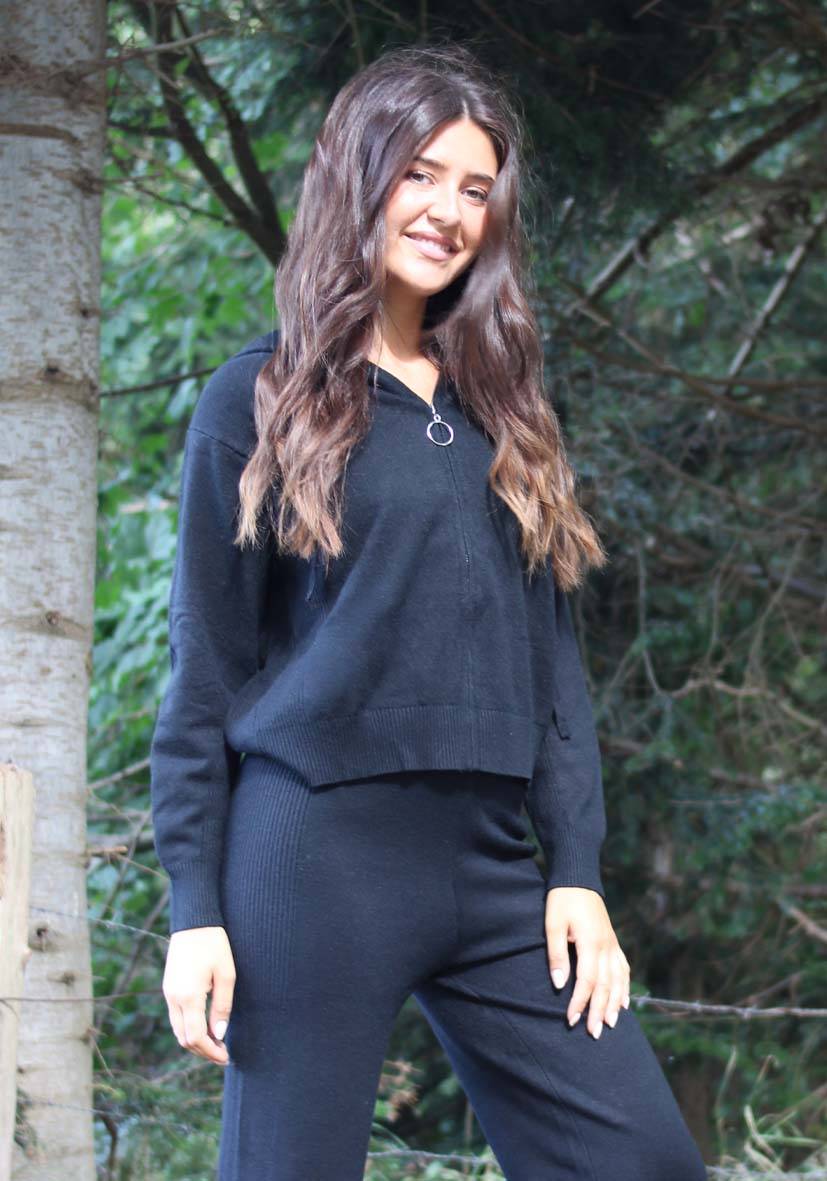 Miss Goodlife Cardigan Knitted Zipper – black Cyber Monday