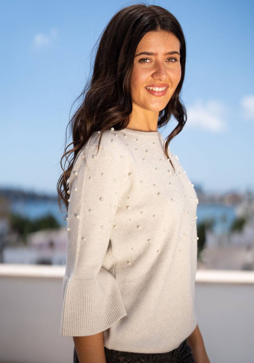 Miss Goodlife Pullover Pearl Roundneck – creme Muttertagsangebot