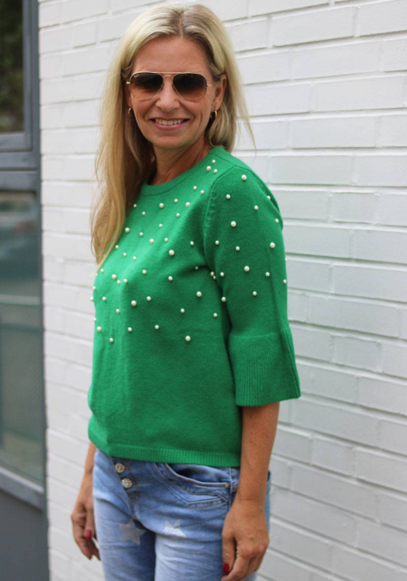 Miss Goodlife Pullover Pearl Roundneck – green Valentinstagsangebot