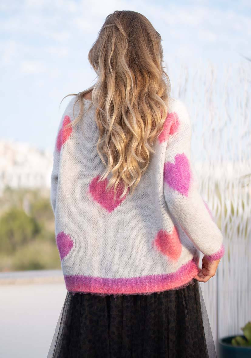 Miss Goodlife Pullover Hearts allover – lightgrey Top Angebot