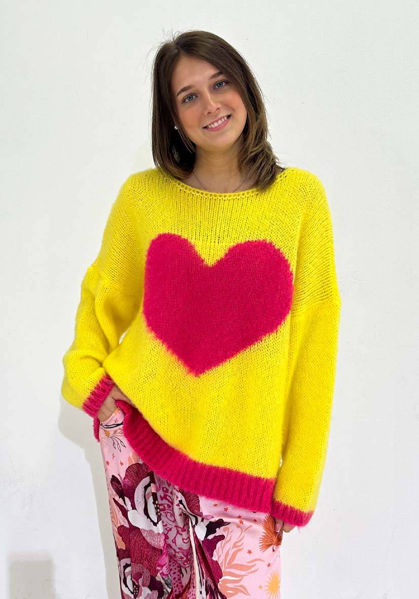 Miss Goodlife Pullover Heart – yellow Kauf eins, bekomm eins gratis