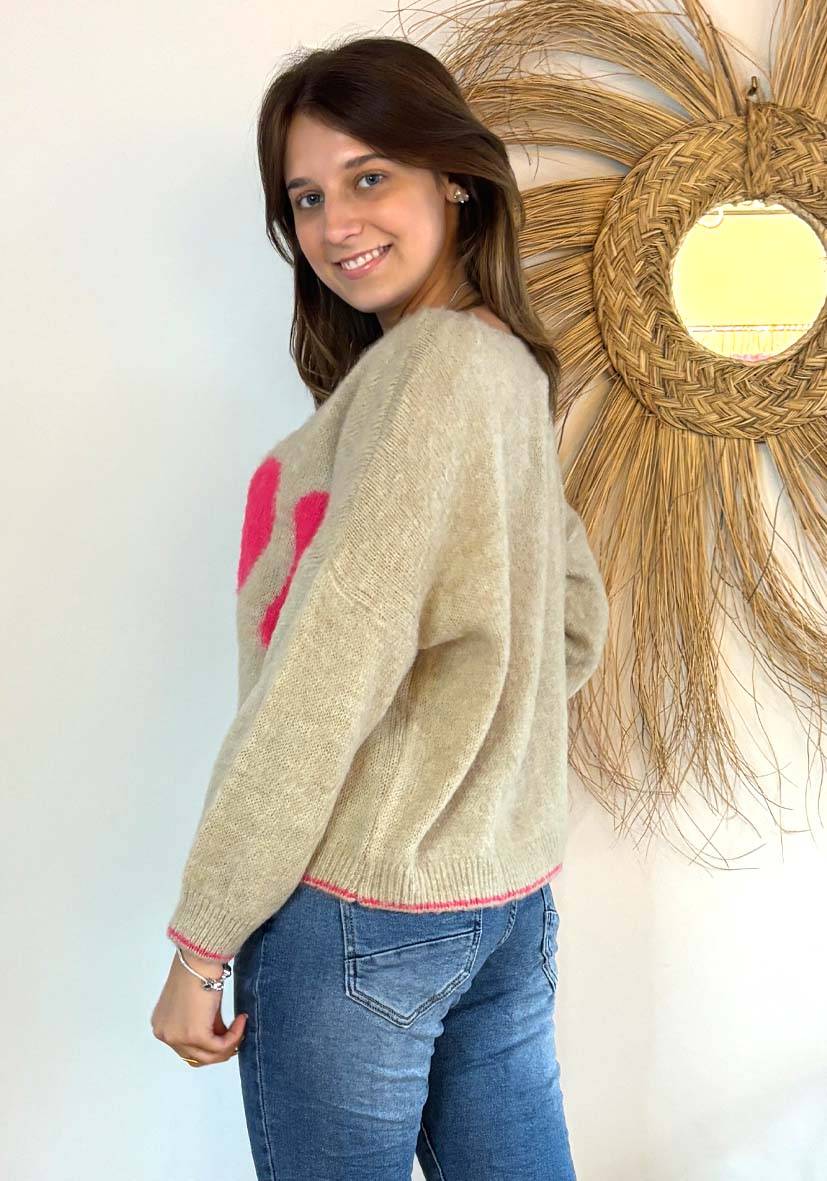 Miss Goodlife Pullover Love – sand Tägliche Deals