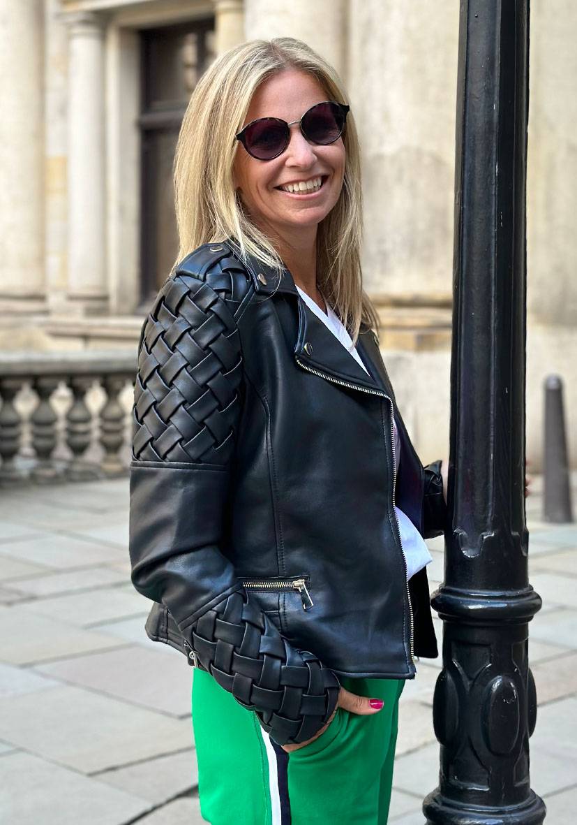 Miss Goodlife Vegane Lederjacke mit Flechtmuster – black Meist gekauft