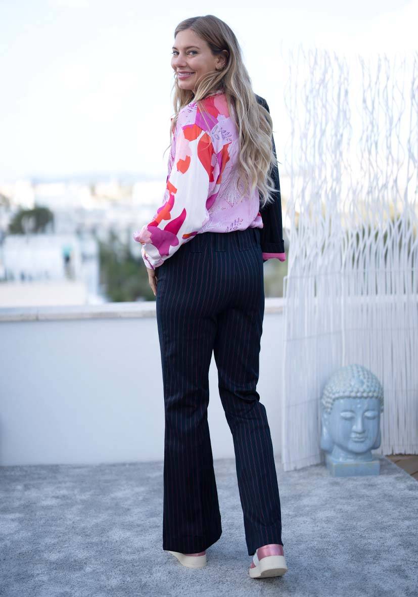 Miss Goodlife Pants Neon Pinstripes – neonpink Rabatt