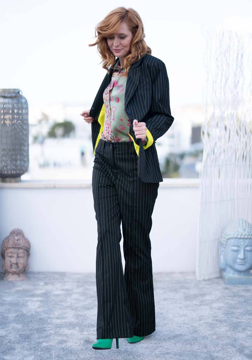 Miss Goodlife Pants Neon Pinstripes – neonyellow Günstig kaufen