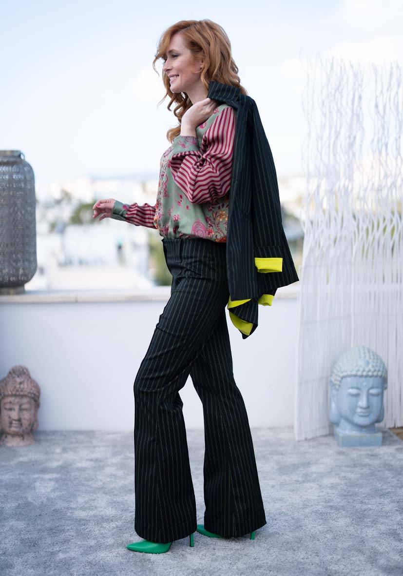 Miss Goodlife Pants Neon Pinstripes – neonyellow Günstig kaufen