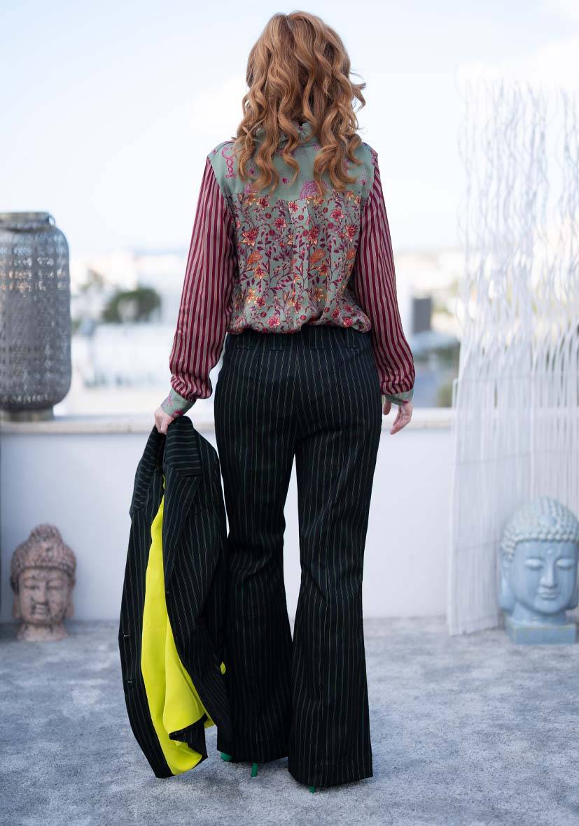 Miss Goodlife Pants Neon Pinstripes – neonyellow Günstig kaufen