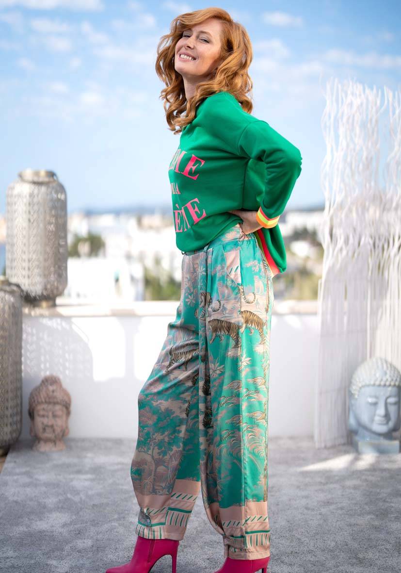 Miss Goodlife Pants Tiger in the jungle – green Exklusivangebot