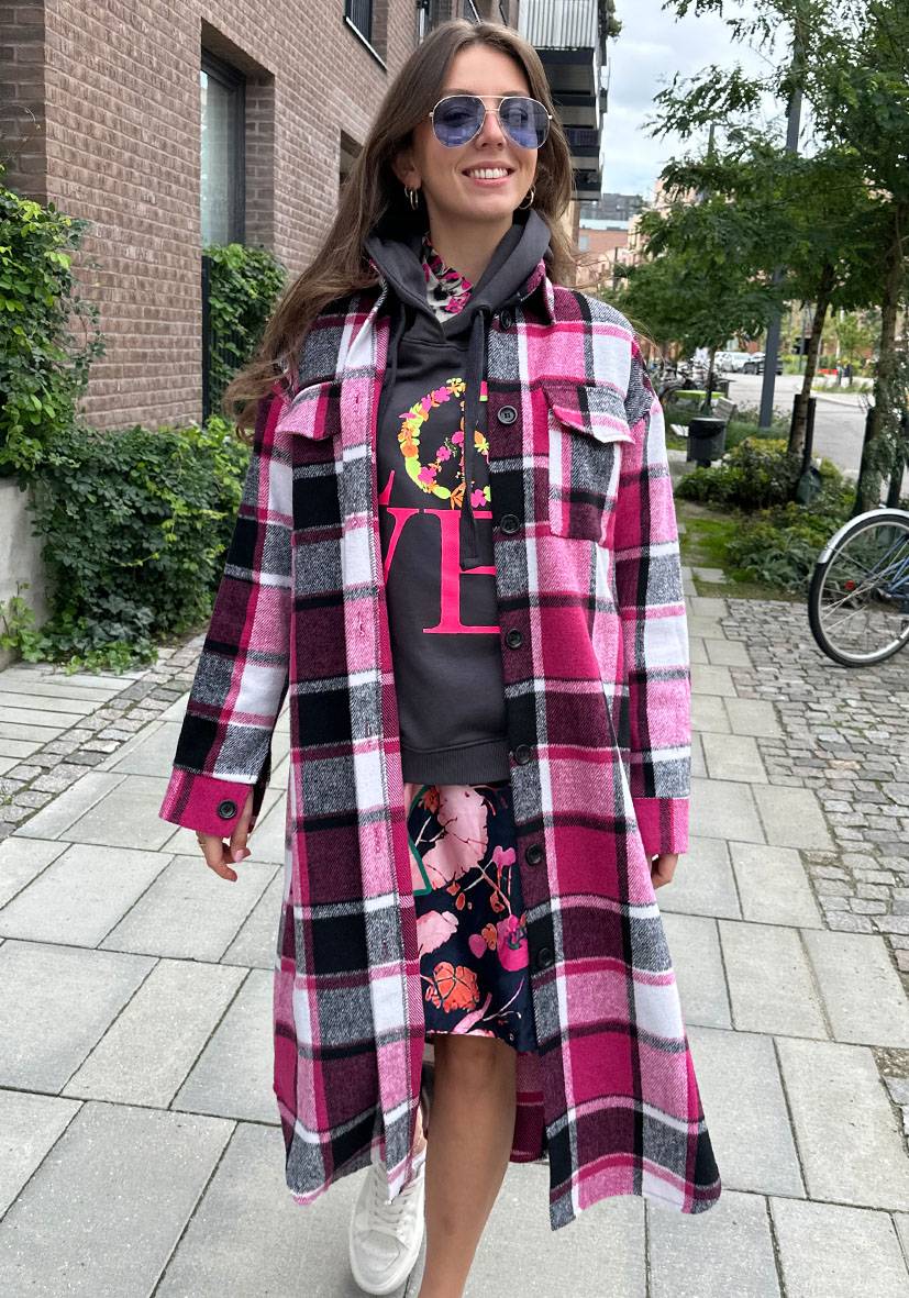 Miss Goodlife Patch-Mantel mit Taschen – pink Speichern exportieren