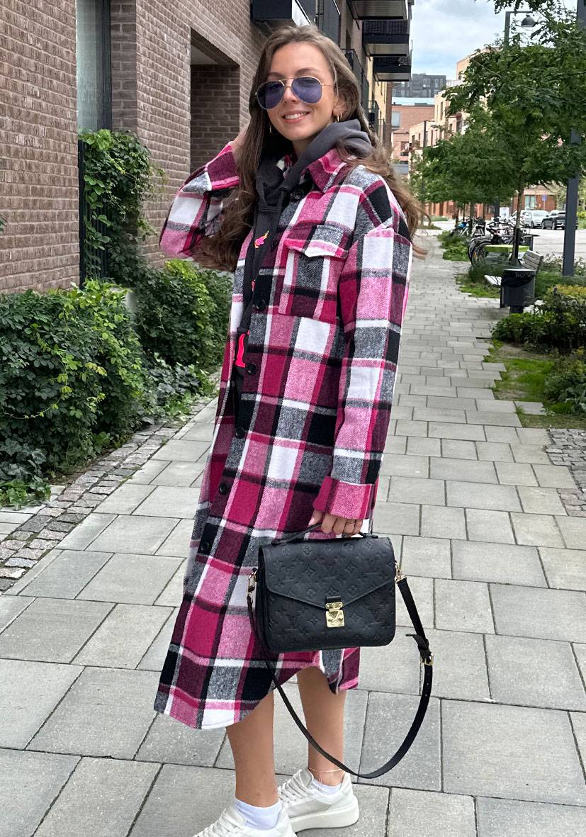 Miss Goodlife Patch-Mantel mit Taschen – pink Speichern exportieren