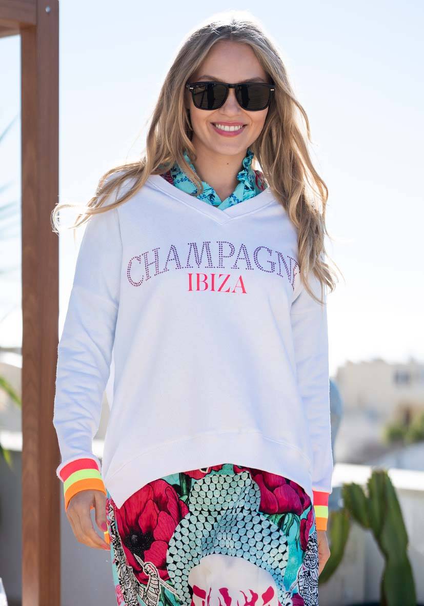 Miss Goodlife V-Neck Champagne Strass – white/neonpink zollfrei