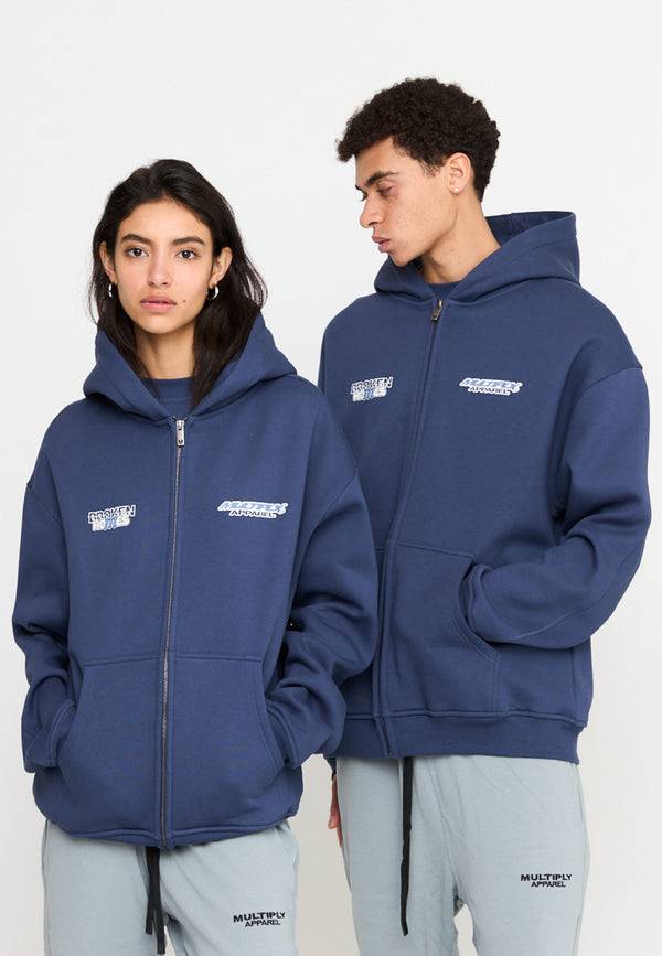 Multiply Spparel Oversize Zip Hoodie BROKEN HOMES Night Shadow Sonderangebote