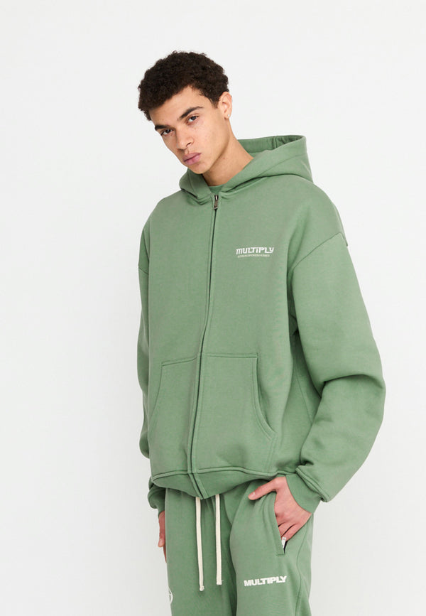 Multiply Spparel Oversize Zip Hoodie BROKEN IDENTITY Hedge Green Kostenlose Rückgabe