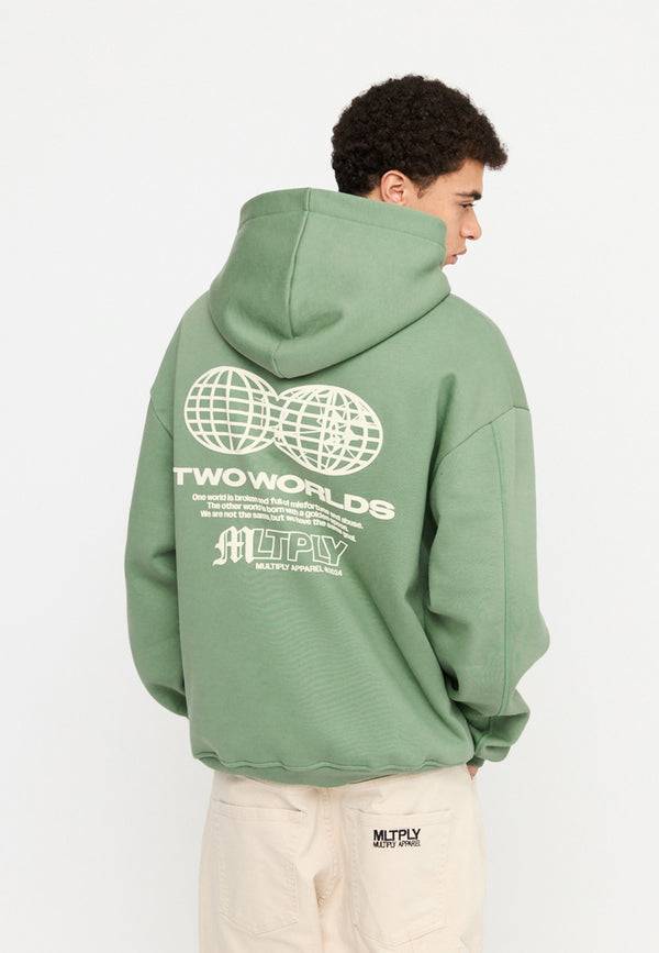 Multiply Spparel Oversize Zip Hoodie TWO WORLDS Hedge Green Neueste Stile