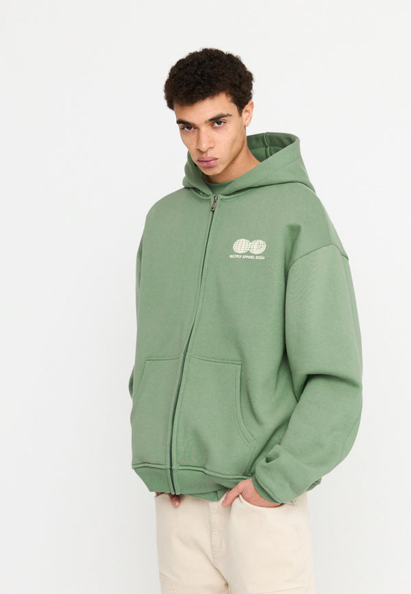 Multiply Spparel Oversize Zip Hoodie TWO WORLDS Hedge Green Neueste Stile