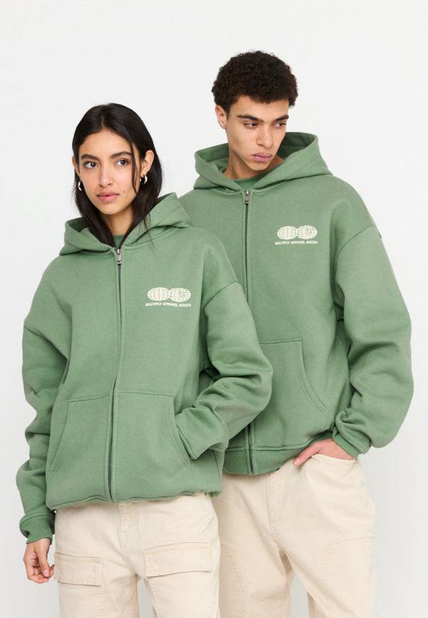 Multiply Spparel Oversize Zip Hoodie TWO WORLDS Hedge Green Neueste Stile