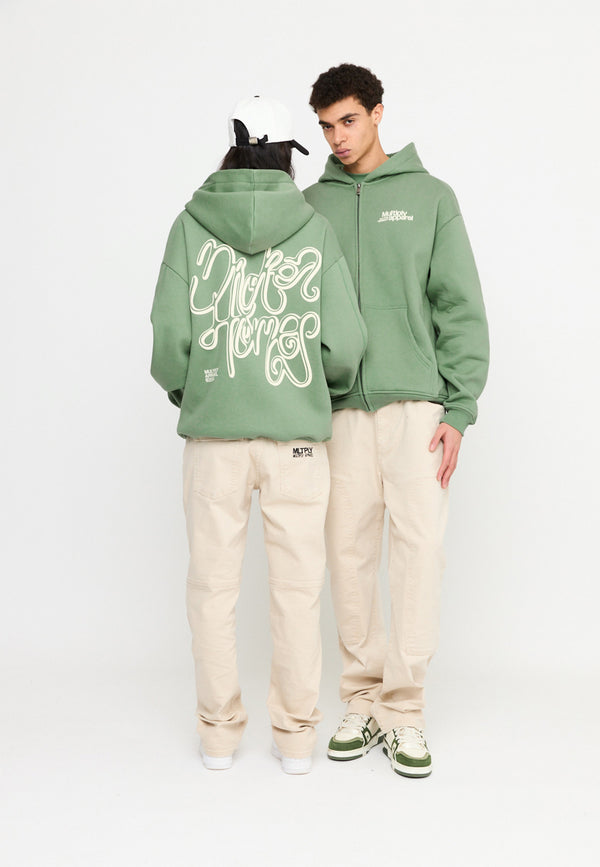 Multiply Spparel Oversize Zip Hoodie CONFLICT Hedge Green Letzte 2 Tage