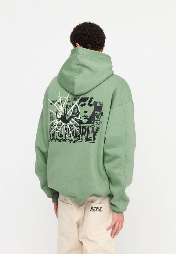 Multiply Spparel Oversize Hoodie INSECURITY Hedge Green Letzter Tag
