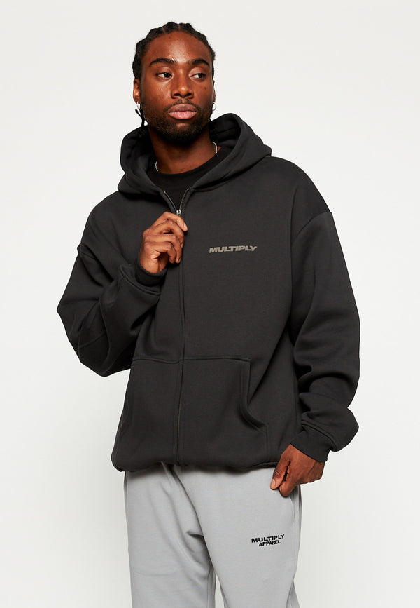 Multiply Spparel Oversize Zip Hoodie BASIQUE Black Soda Begrenzt auf 3 Tage