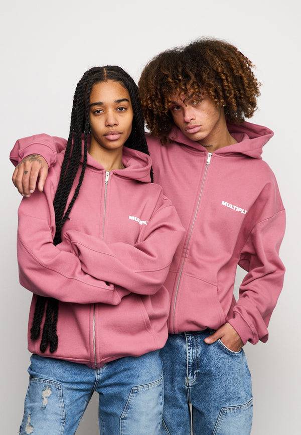 Multiply Spparel Oversize Zip Hoodie MULTIPLY Rose Wine Auslauf