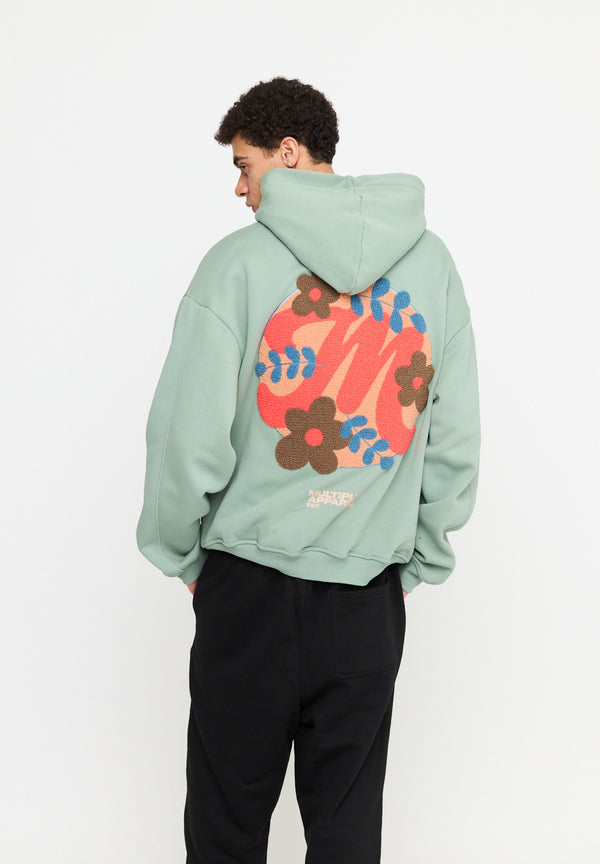 Multiply Spparel Oversize Hoodie M FLORAL Liiy Pad Soda Washed Hotsell